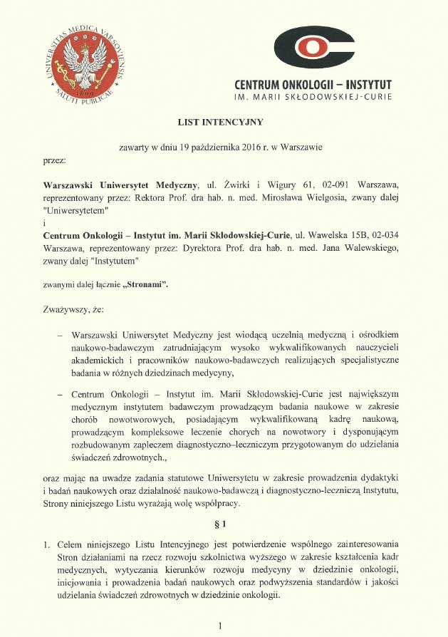 List intencyjny WUM COI 2016